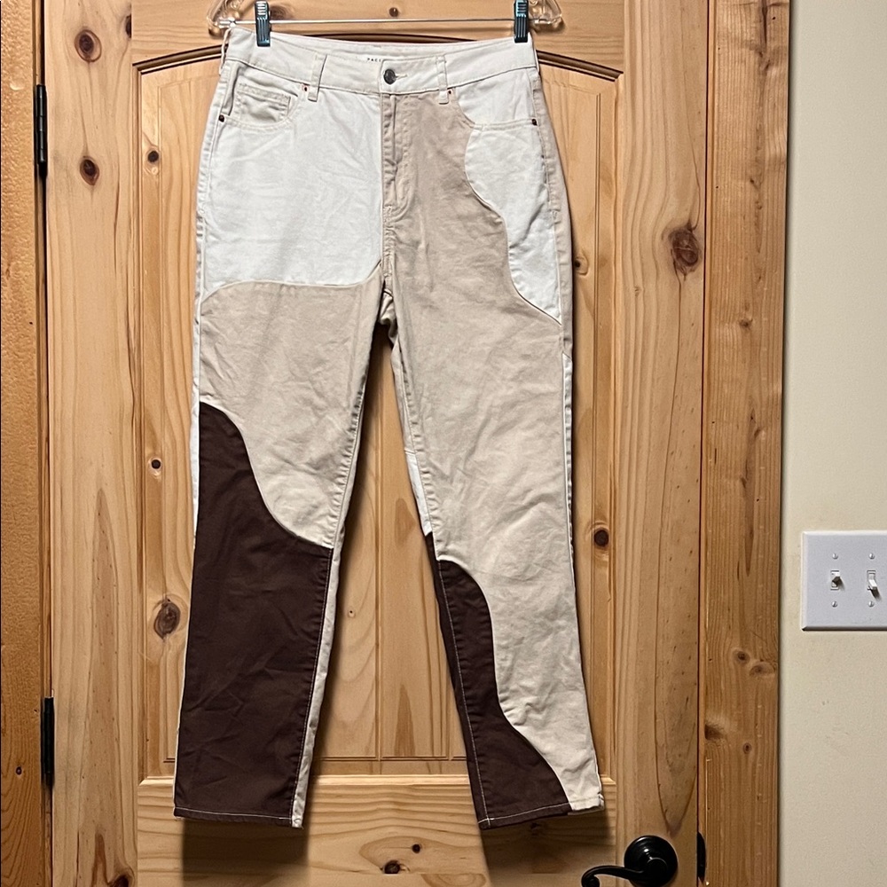 PacSun Eco Tan & Brown Paneled Mom Jeans LIKE NEW Women’s 27